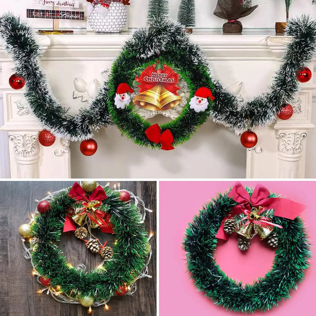 Christmas Tinsel Garland Ribbons Ornaments Xmas Tree Hanging Pendent Ribbon Indoor Stair Fireplace Windows Decoration Wreath