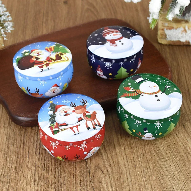 Christmas Candles Santa Claus Snowman Elk Tin Cans Candle Merry Christmas Decorations for Home Navidad Noel Xmas New Year Gifts
