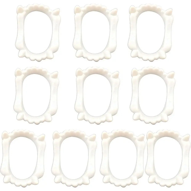 10 pcs/set Glow Luminous Dentures Werewolf Cosplay Costume Prop Halloween Fake Teeth Plastic Zombie Fake Teeth