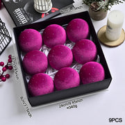 8cm 9pcs Silk Velvet Christmas Ball Ornaments Luxury Dot Christmas Tree Party Decoration Set Christmas Spheres Pendant 2025 New