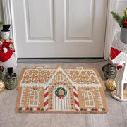 VIKAMA Christmas Gingerbread House Floor Mat Entrance Non Slip Water Absorbent Easy To Clean Festive Atmosphere Decorat Carpet
