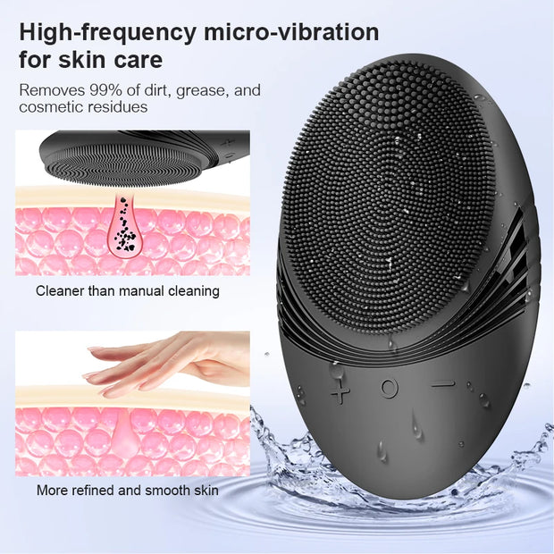 Portable Silicone Waterproof Rechargeable Face Wash Brush, 5 Cleansing Modes, Electric Deep Cleaning for Men & Women