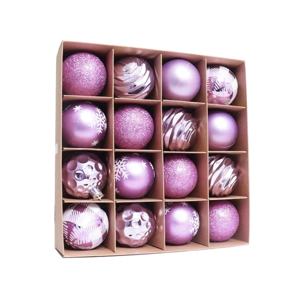 6cm 12/16pcs Christmas Ball Ornaments Printed Purple Red Christmas Tree Party Decoration New Year Christmas Spheres Pendant 2025