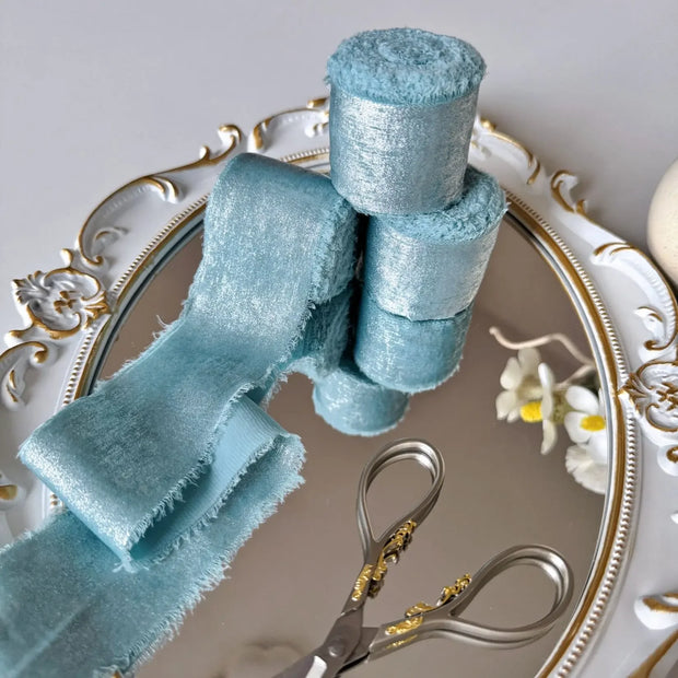 Wired Iridescent Craft Ribbon Lace Chiffon Silk 리본 Wedding Christmas Decoration Hand Torn Raw Edge Bouquet Bridal Gift Packaging