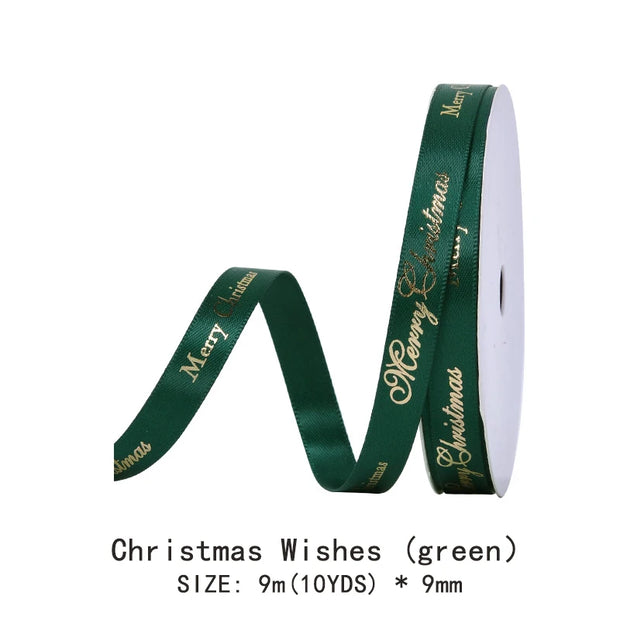 10 Yards/Roll Christmas Series Ribbon Festive Atmosphere Tree Decoration Xmas Gifts Packaging DIY Handmade material Cake Baking