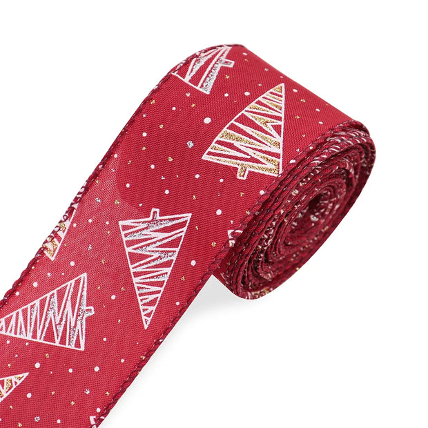 63mm Red Green Christmas Burlap Jute Ribbon Roll Wired Edge Wedding Decoration Gift Packing DIY Sewing Accessories Webbing