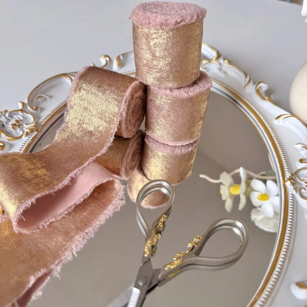 Wired Iridescent Craft Ribbon Lace Chiffon Silk 리본 Wedding Christmas Decoration Hand Torn Raw Edge Bouquet Bridal Gift Packaging