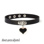New Sexy Harajuku PU Leather Chain Heart Pendant Necklaces Women Men Punk Neck Gothic Black Pink Choker Necklace Cool Collar