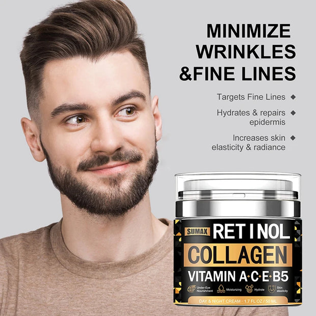 Retinol Collagen Face Cream Skincare Smooth Wrinkles  Moisturizing Brightening Hydrating Firming Facial Face Men Women Cosmetics