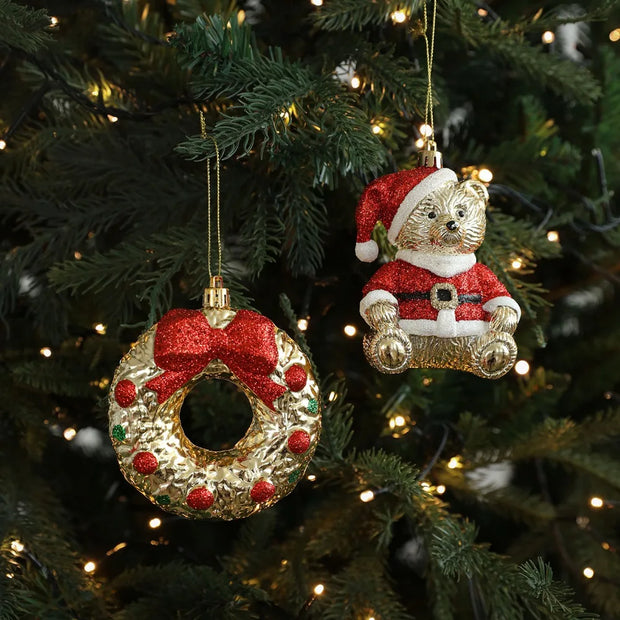 Christmas Tree Ornaments Natal Gold Bear Bell for ChristmasTree Hanging Pendants Home Party Decor New Year Navidad Decor