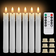 6/12Pc 6.6inch LED Flameless Taper Candles with Remote Flickering CandleSticks Plastic Window Candles for Halloween Christmas