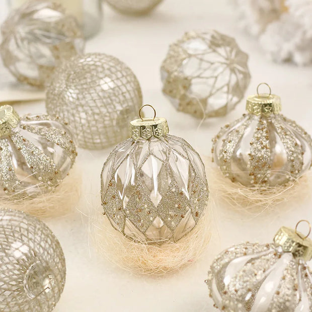 9PCS/8CM Christmas Ball Decorative Supplies Exquisite Painted Christmas Tree Pendant Ornament Home New Year Party Decoration