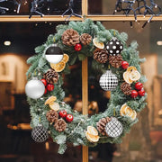 8/6/5/4/3cm Christmas Balls Black White Hand-Painted Hanging Ball Xmas Tree Pendants Ornaments Home Decor 2025 New Year Gifts