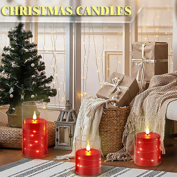 3Pcs Flickering Flameless Candles Battery Operated Candles LED Candles with Remote Timer for Home Halloween and Christmas Decor