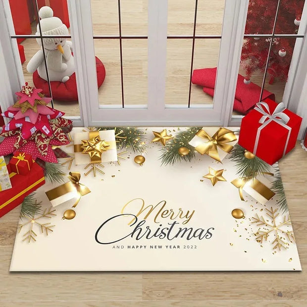 2025Merry Christmas Welcome Doormat Living Room Front Door Entrance Foot Mat Bedroom Bath Rug Christmas Decorations
