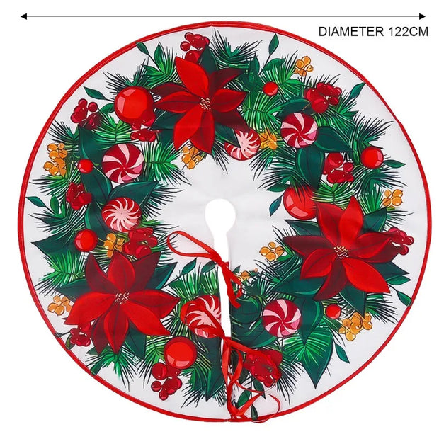Christmas Tree Skirt Xmas Tree Mat Plush Trees Skirts Flowers Surround Bottom Carpet Base Round Cover Rug New Year Party Decor