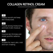 Collagen Anti Wrinkle Cream for Men Moisturizer Retinol Hyaluronic Acid Revitalizing Anti-Aging Reduce Fine Lines Night Lotion