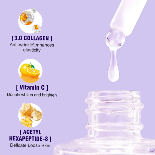 Collagen Face Serum Remover Wrinkle Anti Aging Hyaluronic Acid Moisturising Smooth Fine Lines Vitamin C Facial Essence Skin Care