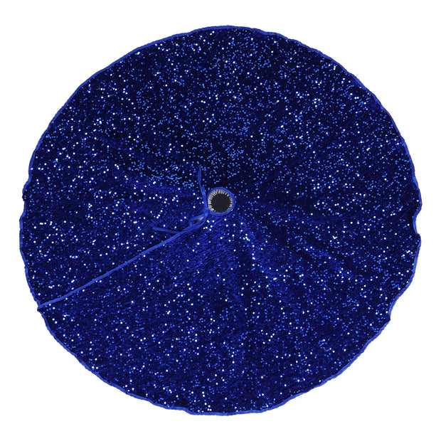 47.5in Christmas Tree Skirt Blue Christmas Tree Skirt Round Xmas Tree Skirt Decorations Exquisite Shiny Tree Skirt Party Favors