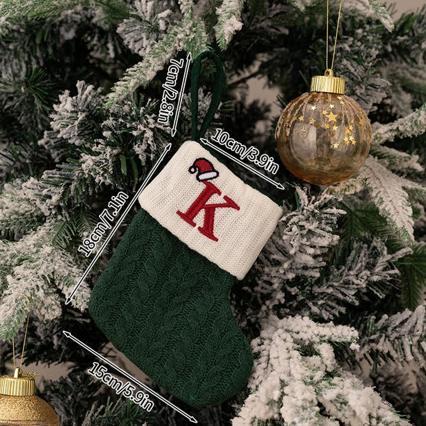 Christmas Stockings Hanging Pendant Christmas Stocks Gift Decoration Alphabet Letter Sock 2026 New Year Decorative Knitting Sock