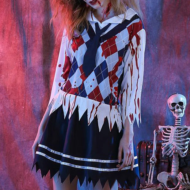 Women Halloween Costume Gothic Lace Dress with Veil and Gloves Vampire Cosplay Outfit Masquerade Party Dress