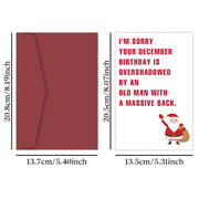 1 Funny Christmas Birthday Greeting Card with Envelope,Hilarious December Birthday Card,Unique Gift Cards for Friends and Family