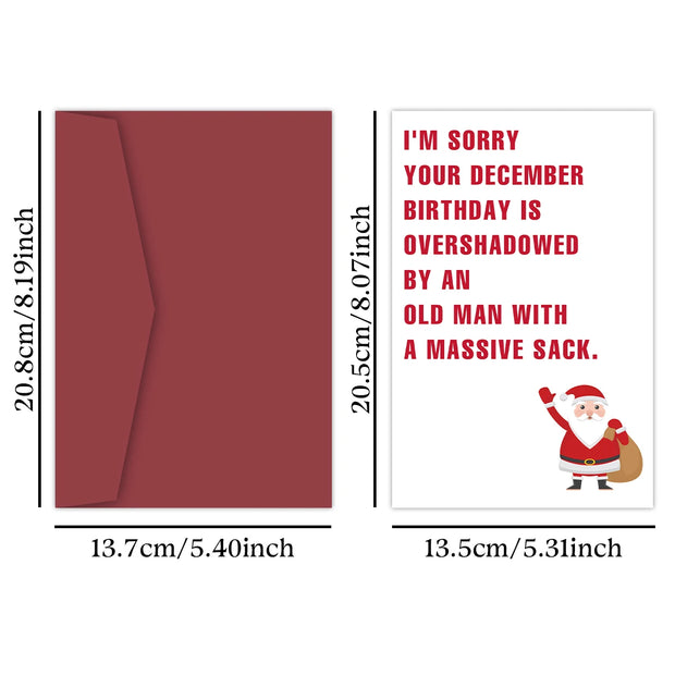 1 Funny Christmas Birthday Greeting Card with Envelope,Hilarious December Birthday Card,Unique Gift Cards for Friends and Family