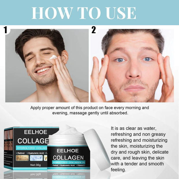 Anti-Wrinkle Face Cream for Men Anti Aging Firm Skin Lifting Moisturizing Facial Rejuvenation Hyaluronic Acid Cream with Retinol
