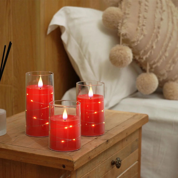 3Pcs Flameless LED Electronic Candle Dropping Wax Tea Light Realistic Flames Led Lamp Christmas Halloween Wedding Home Decor