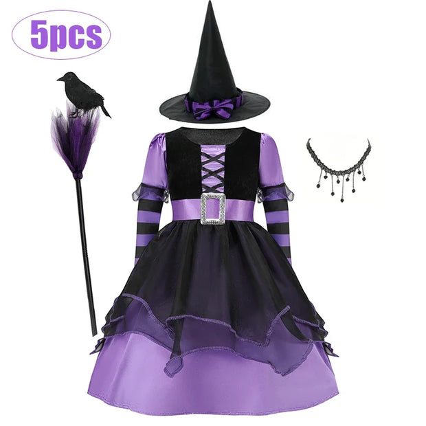 Girls Cospaly Ghost Bride Black Red Costume Kids Corpse Bride Costumes Children Vampire Toddler Punky Halloween Witch Costume