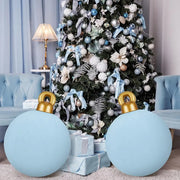 3 Pcs 32 Inch Giant Velvet Christmas Inflatable Balls Ornament with Flocked Design for Outdoor Holiday Yard Decor Perfect for W