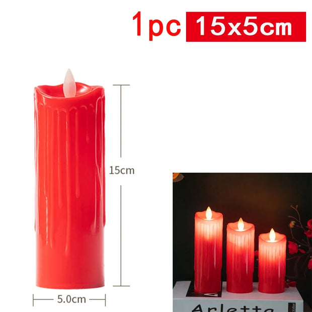 Red Flameless Shake Led Candles Light Swing light Led Battery Power Candles Lamp Electronic Led Lamp Halloween Home Decor