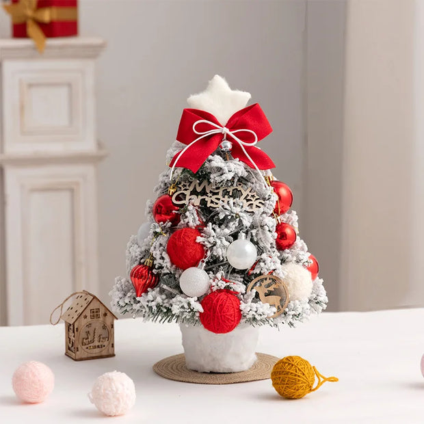 Desktop Christmas Tree Flocking Pink Set Mini Christmas Tree Ornaments DIY Christmas Gift Christmas Tree Decoration