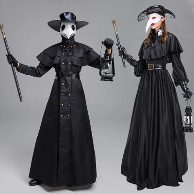 Plague Doctor Cosplay Dress Set Halloween Cosplay Costume Medieval Punk Birdman Masquerade Party Costume Props Female