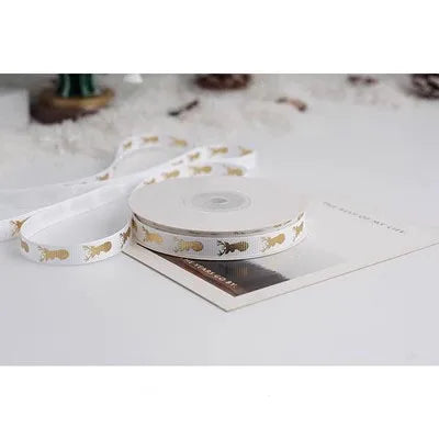 New 10/15/25mm 15 Meters Christmas Ribbon Printed Grosgrain Ribbon Tape For Handmade Design Christmas Decoration Gift Packing