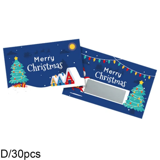 10pcs Christmas Scratch Cards Set DIY Gift Vouchers with Santa Claus & Tree Designs, Fun Holiday Party Game Prizes