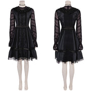 Lydia Deetz Cosplay Women Fantasia Black Music Performance Dress Collar Movie Beetle Disguise Costume Girls Outfits Halloween