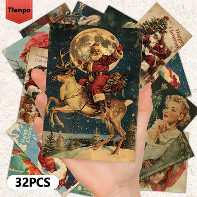 32pcs Christmas star piece 3.94x5.7in Christmas card, message card, vintage postcard, Christmas greeting card