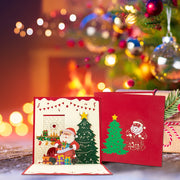 Folding Christmas Greeting Card With Envelope Santa Claus Snowman Xmas 3D Pop UP Invitation Card Postcard Navidad New Year Decor