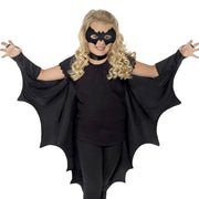 Unisex Halloween Black Bat Wing Cape Cloak Costume With Patch for Kids Child Boys Girls Vampire Dress Up Accessories
