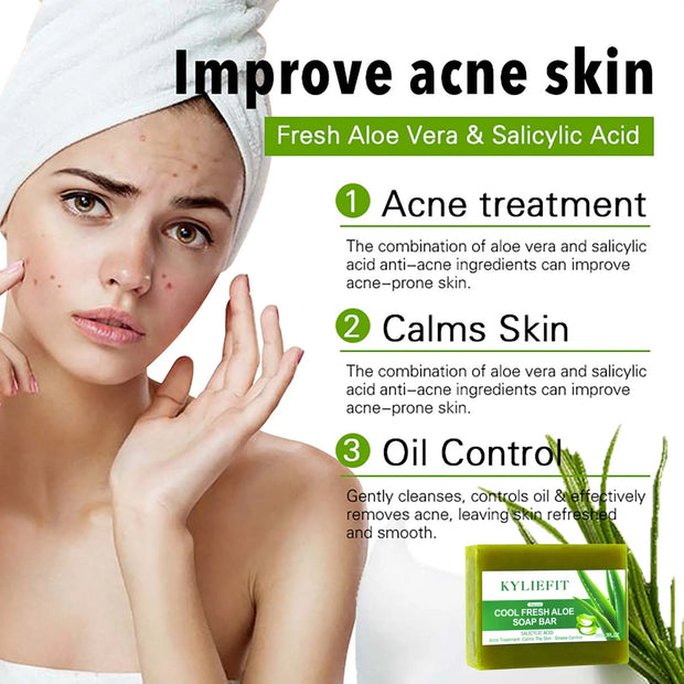 AILKE Aloe Vera Whitening Soap, Remove Spot, Pimples, Skin Radiant, Improve Skin Luster, Vegan Bath Wash for Women Men