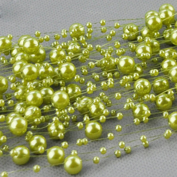 10M 3-8mm Beads Garland Pearl Strands Fish Chain Ribbon for Christmas Tree Wreath Gift Wrapping Decoration