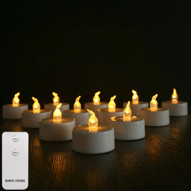 Flameless Flickering LED Tea Lights with Remote Control 200+Hour Electronic Candles for Votive Wedding Christmas Halloween Decor
