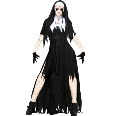 Plus Size Sexy Vampire Demon Nun Halloween Costumes for Women Black Women's Halloween Costumes Dress Party Cosplay