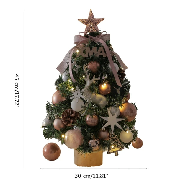 Light Up Small Artificial Christmas Tree, Decorated with Ornament for Home, Festive Ornament Durable and non-toxic PVC