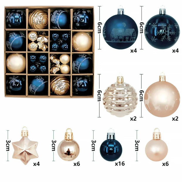 Christmas Tree Decoration 42PCS 6CM Balls Ornaments Set For Xmas Hanging Holiday Home Supplies Christmas Year Party Gifts New
