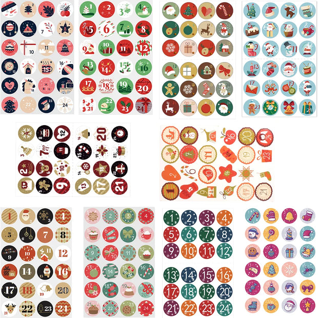Christmas Countdown Stickers | Advent Calendar Labels | Gift Wrapping Decals | Self-Adhesive Tags | DIY Holiday Countdown Kit