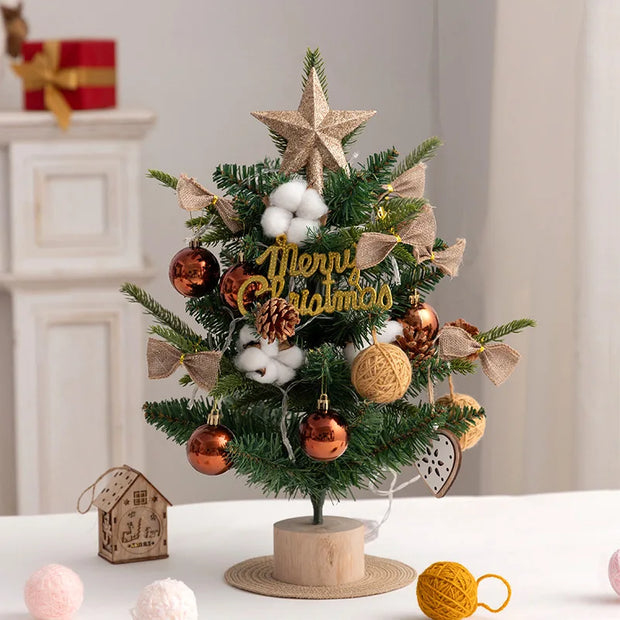 Desktop Christmas Tree Flocking Pink Set Mini Christmas Tree Ornaments DIY Christmas Gift Christmas Tree Decoration