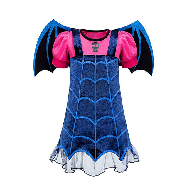Girls Cosplay Vampirina Princess Dress Kids Charms Dress Up Christmas With Wings Vampire Halloween Costume Child Carnival Party