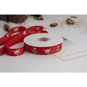 New 10/15/25mm 15 Meters Christmas Ribbon Printed Grosgrain Ribbon Tape For Handmade Design Christmas Decoration Gift Packing